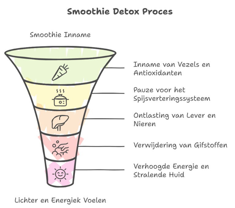 Voordelen van de 7-daagse smoothie detox plan overzichtelijk in een trechter met de verschillende onderwerpen